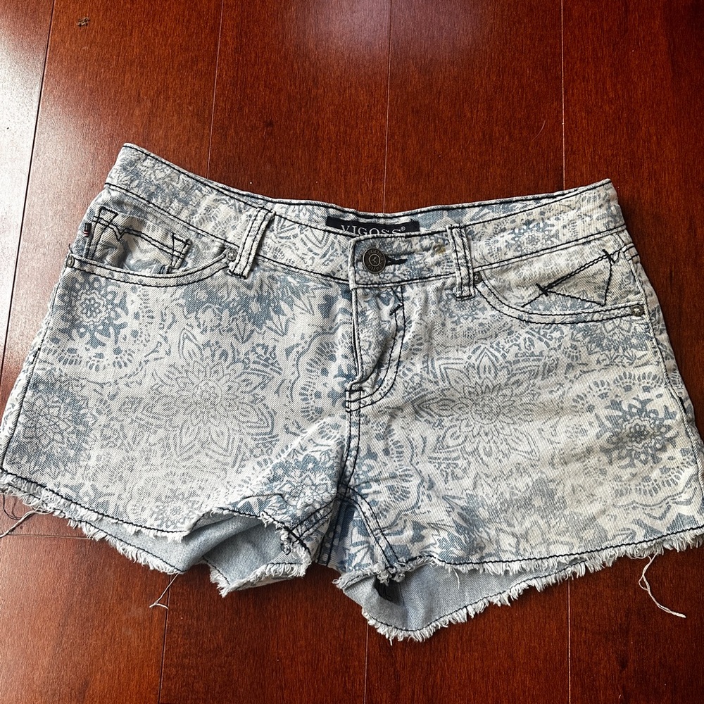 Vigoss Blue and Gray Jean Shorts Distressed Denim